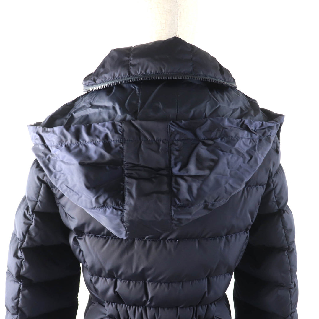 Excellent MONCLER down coat FLAMMETTE Hood with logo patch ZIP UP Navy Nylon