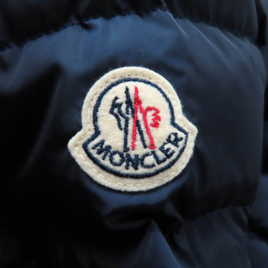 Excellent MONCLER down coat FLAMMETTE Hood with logo patch ZIP UP Navy Nylon