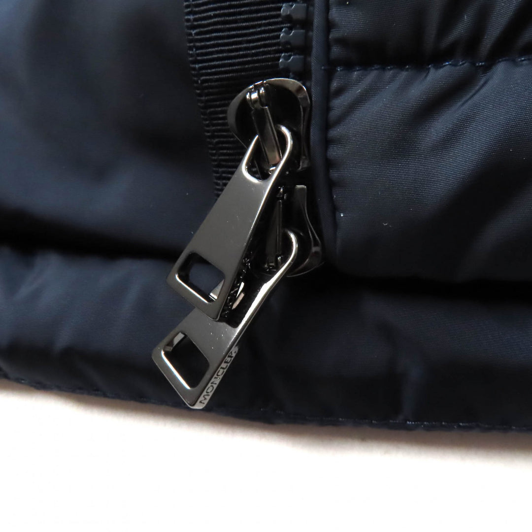 Excellent MONCLER down coat FLAMMETTE Hood with logo patch ZIP UP Navy Nylon