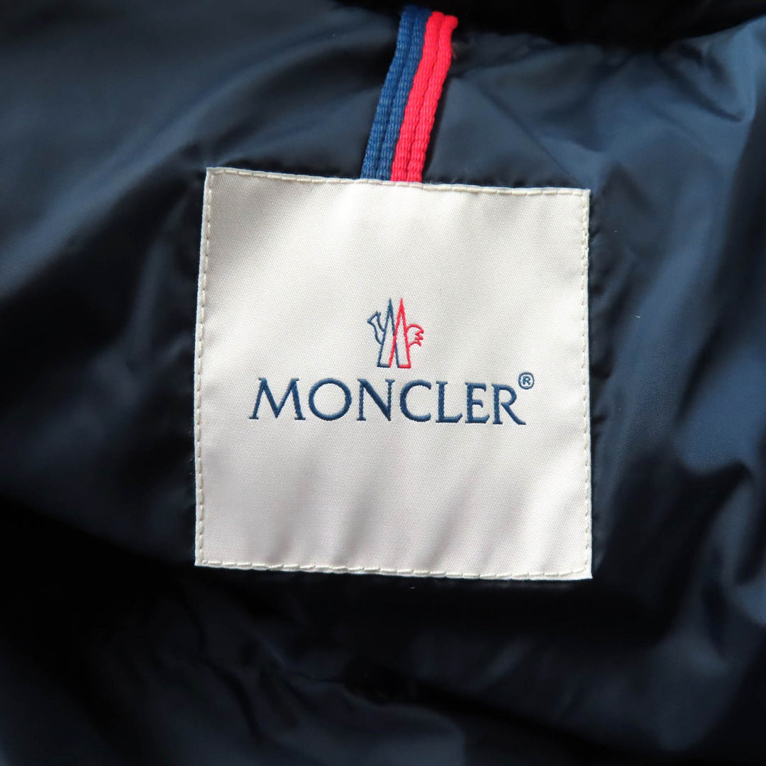 Excellent MONCLER down coat FLAMMETTE Hood with logo patch ZIP UP Navy Nylon
