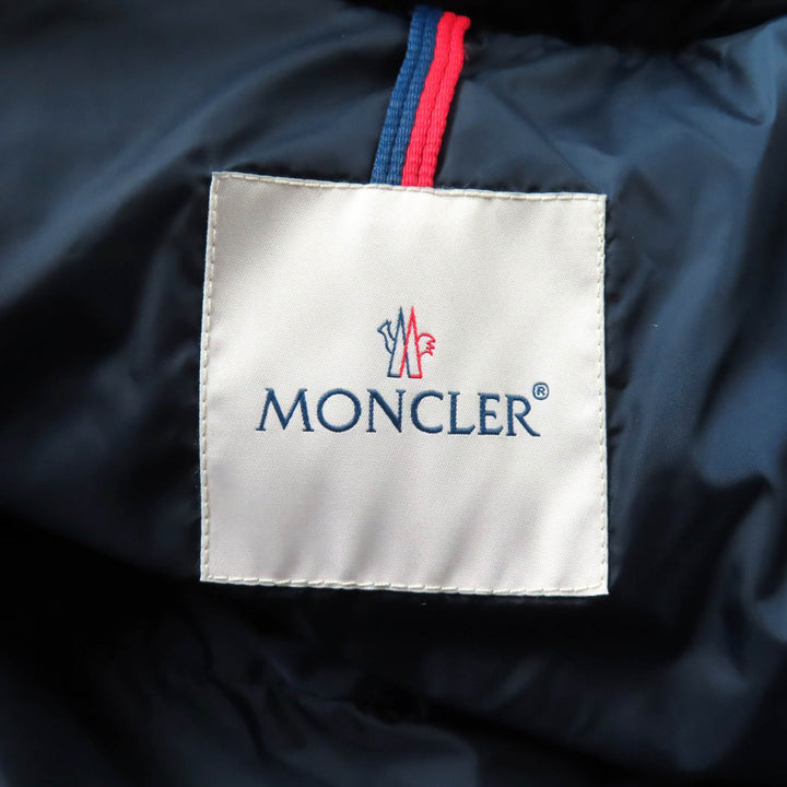 Excellent MONCLER down coat FLAMMETTE Hood with logo patch ZIP UP Navy Nylon