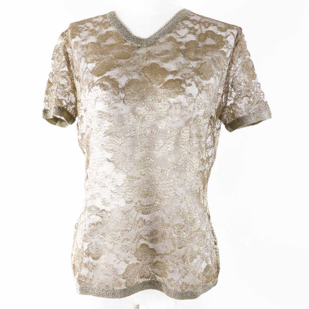 Excellent Salvatore Ferragamo T-shirt Logo buttoned, all lace, short sleeves