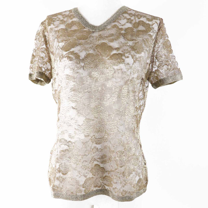 Excellent Salvatore Ferragamo T-shirt Logo buttoned, all lace, short sleeves