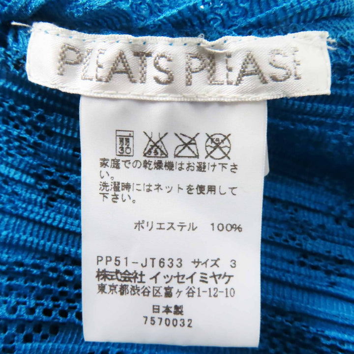 Excellent PLEATS PLEASE Tunic Cutwork design French sleeves Light blue Women 3