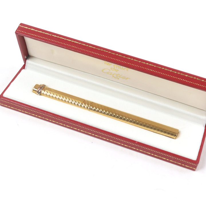 Excellent Cartier Ballpoint pen Trinity Double C Wave Pattern Cap Style gold