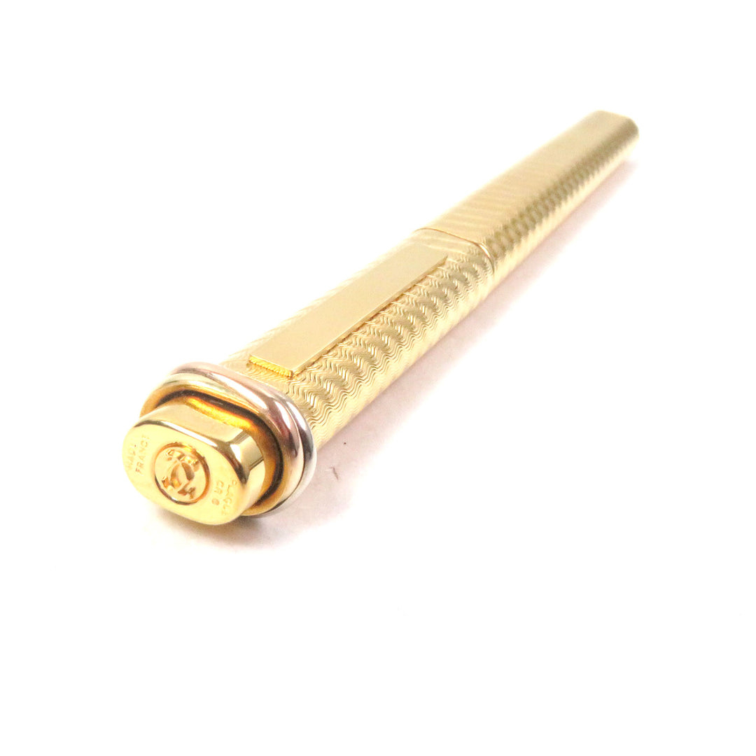 Excellent Cartier Ballpoint pen Trinity Double C Wave Pattern Cap Style gold mens