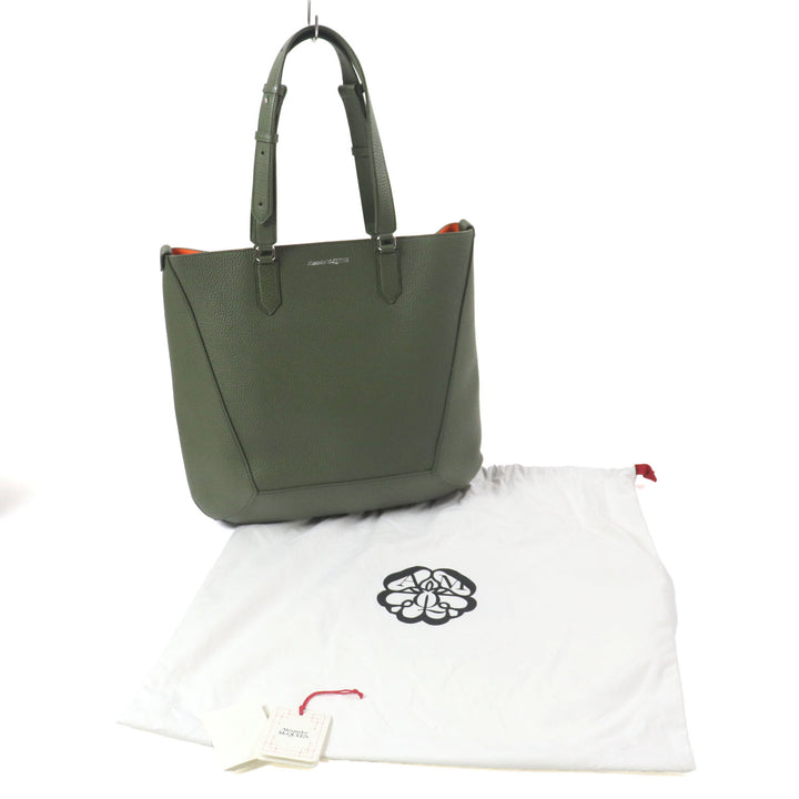 Alexander McQueen ToteBag EDGE Medium Logoprint HnadBag khaki Calfleather 762342
