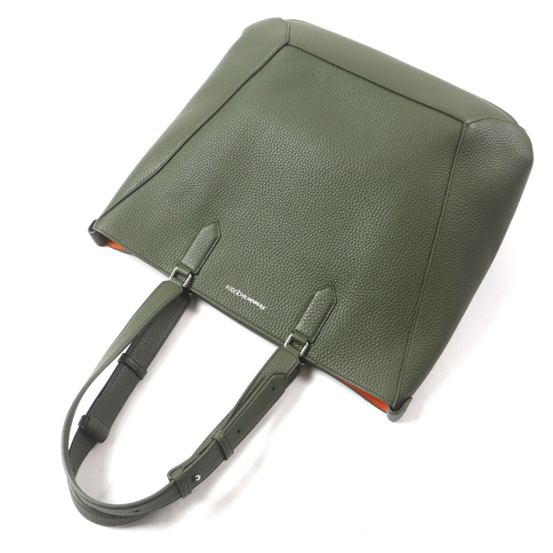 Alexander McQueen ToteBag EDGE Medium Logoprint HnadBag khaki Calfleather 762342