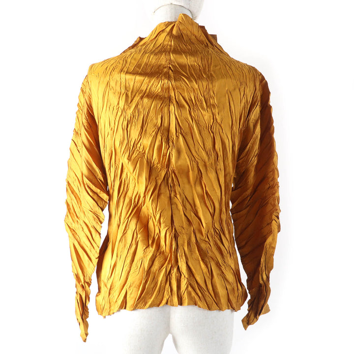 Excellent PLEATS PLEASE T-shirt High neck Long sleeves Design mustard Women 3 PP34-ZT946