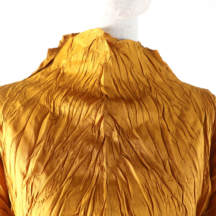 Excellent PLEATS PLEASE T-shirt High neck Long sleeves Design mustard Women 3 PP34-ZT946