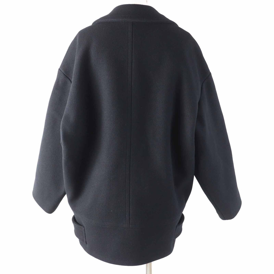 CELINE pea coat Triomphe gold button egg shape black wool Women 36 2M06A814E