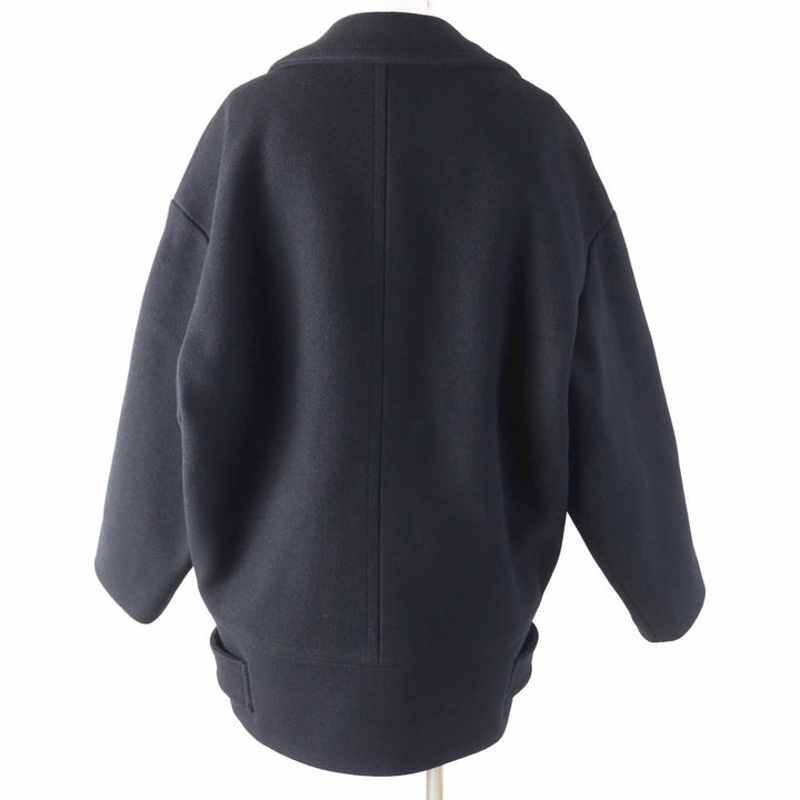 CELINE pea coat Triomphe gold button egg shape black wool Women 36 2M06A814E