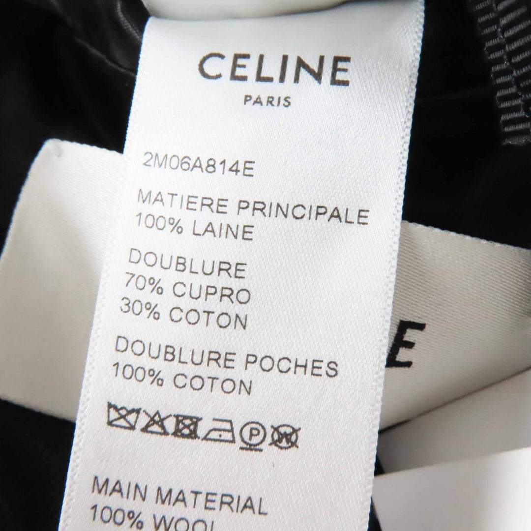CELINE pea coat Triomphe gold button egg shape black wool Women 36 2M06A814E