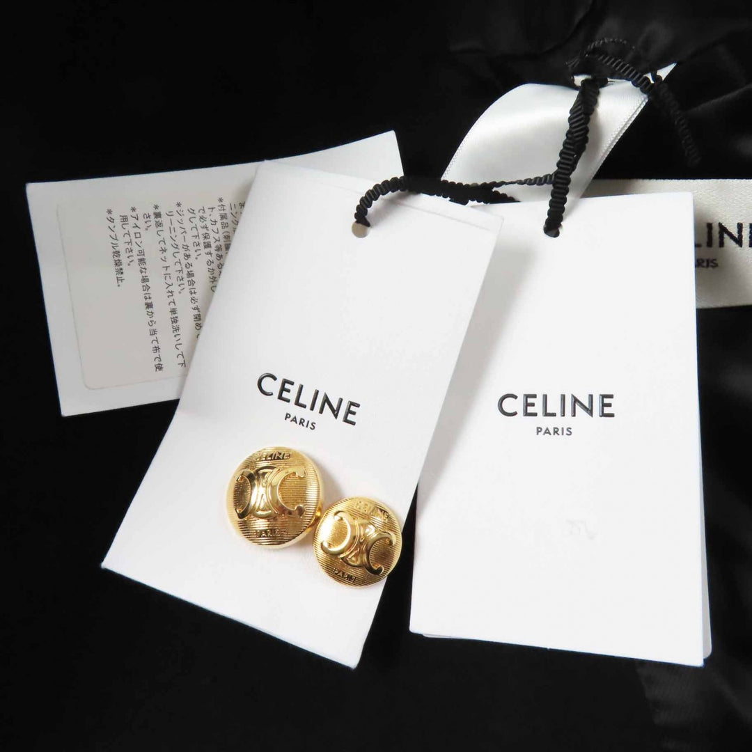 Pristine CELINE pea coat Triomphe gold button egg shape black Women 36 2M06A814E