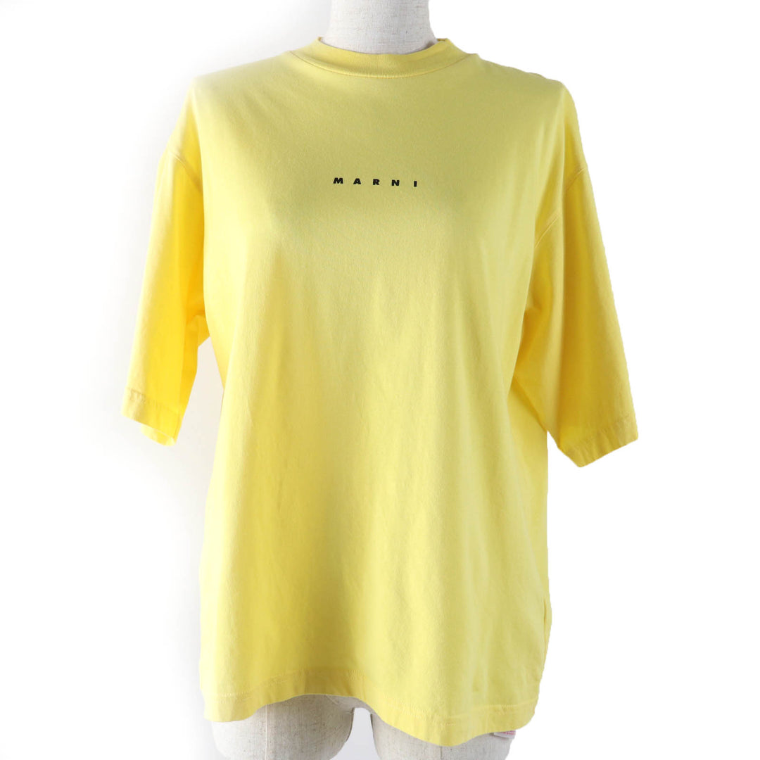 Excellent MARNI Short sleeve T-shirt Logo print yellow cotton Women 36 THJE0263P1
