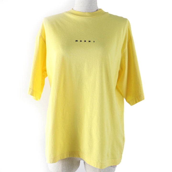 Excellent MARNI Short sleeve T-shirt Logo print yellow cotton Women 36 THJE0263P1