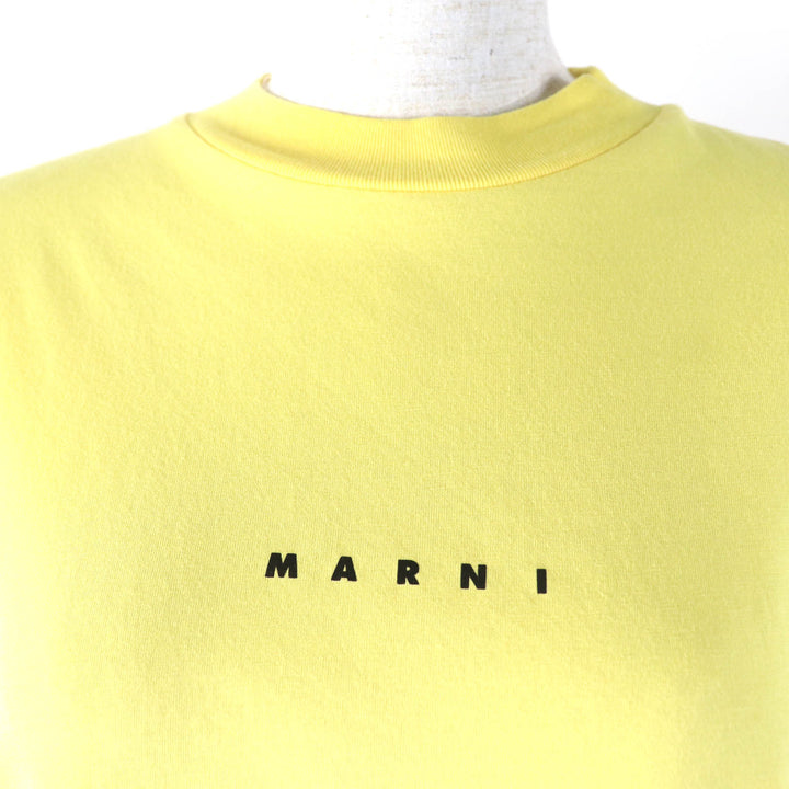 Excellent MARNI Short sleeve T-shirt Logo print yellow cotton Women 36 THJE0263P1