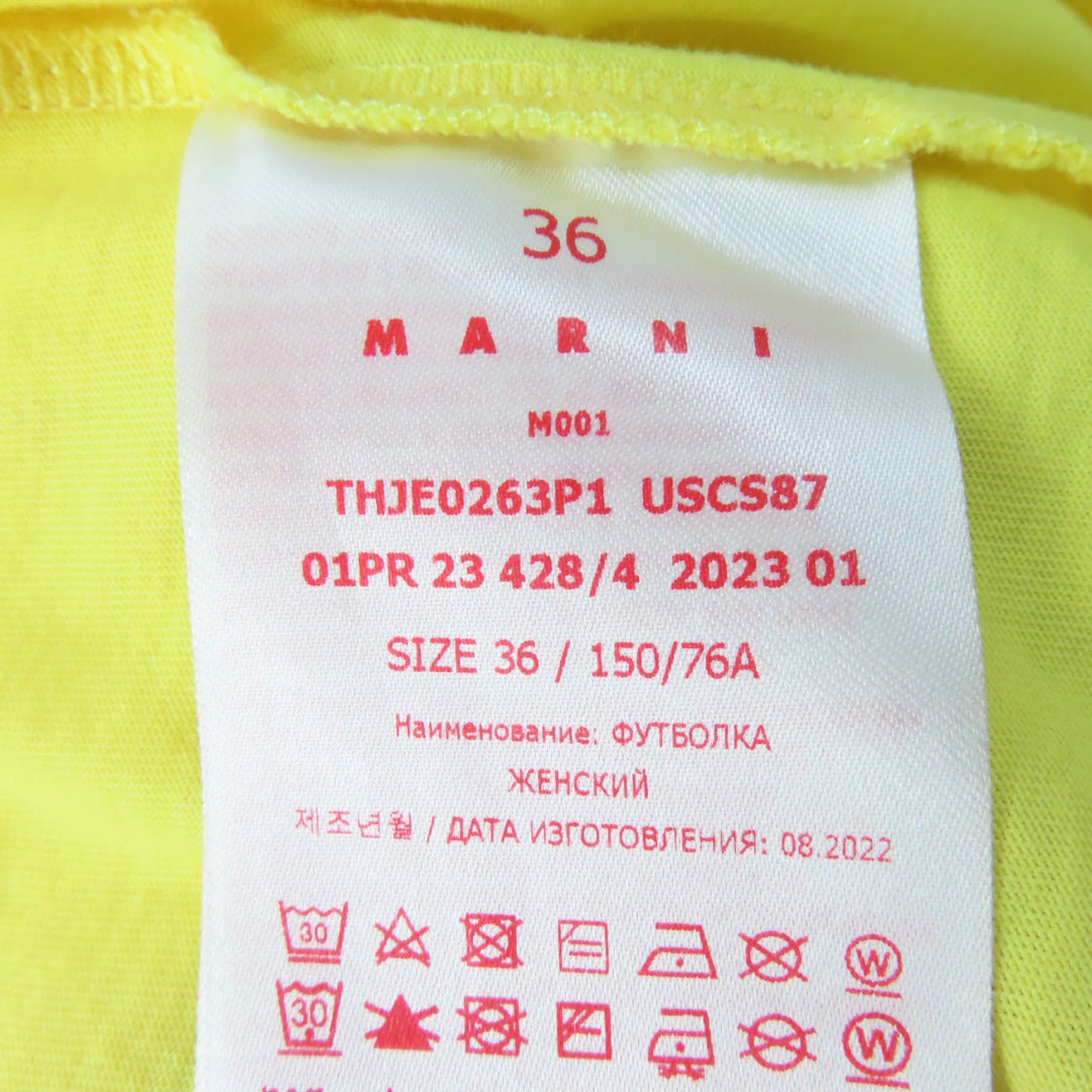 Excellent MARNI Short sleeve T-shirt Logo print yellow cotton Women 36 THJE0263P1