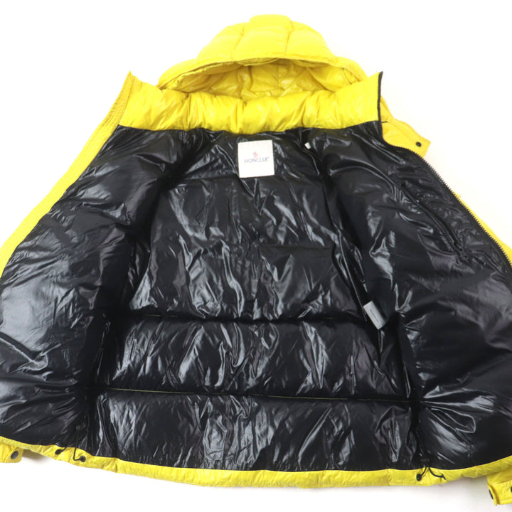 Great MONCLER Down jacket ASPIN Double zip-up with hood and patch yellow Nylon mens 2