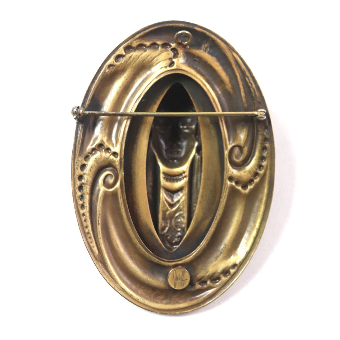 Great Joseff of HOLLYWOOD Brooch Statue of a veiled woman Oval Pin gold Women