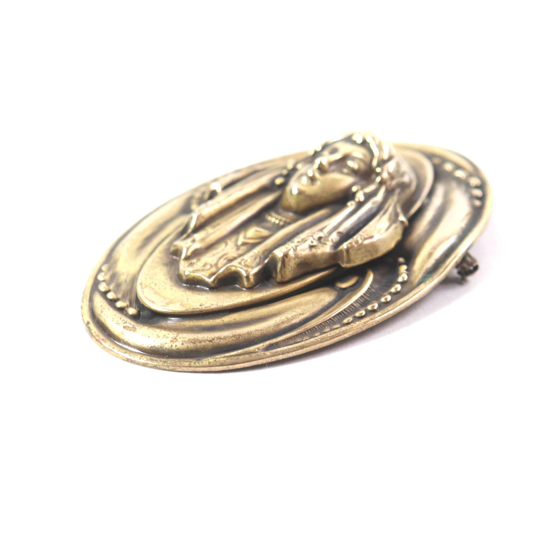 Great Joseff of HOLLYWOOD Brooch Statue of a veiled woman Oval Pin gold Women