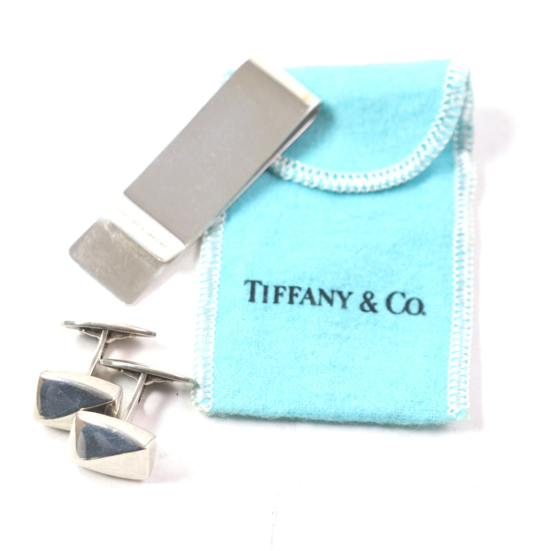 Great TIFFANY&Co. Cufflinks Men's Jewelry Engraved logo money clip Silver925
