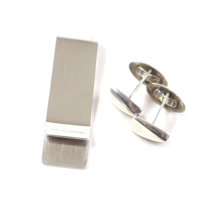 Great TIFFANY&Co. Cufflinks Men's Jewelry Engraved logo money clip Silver925