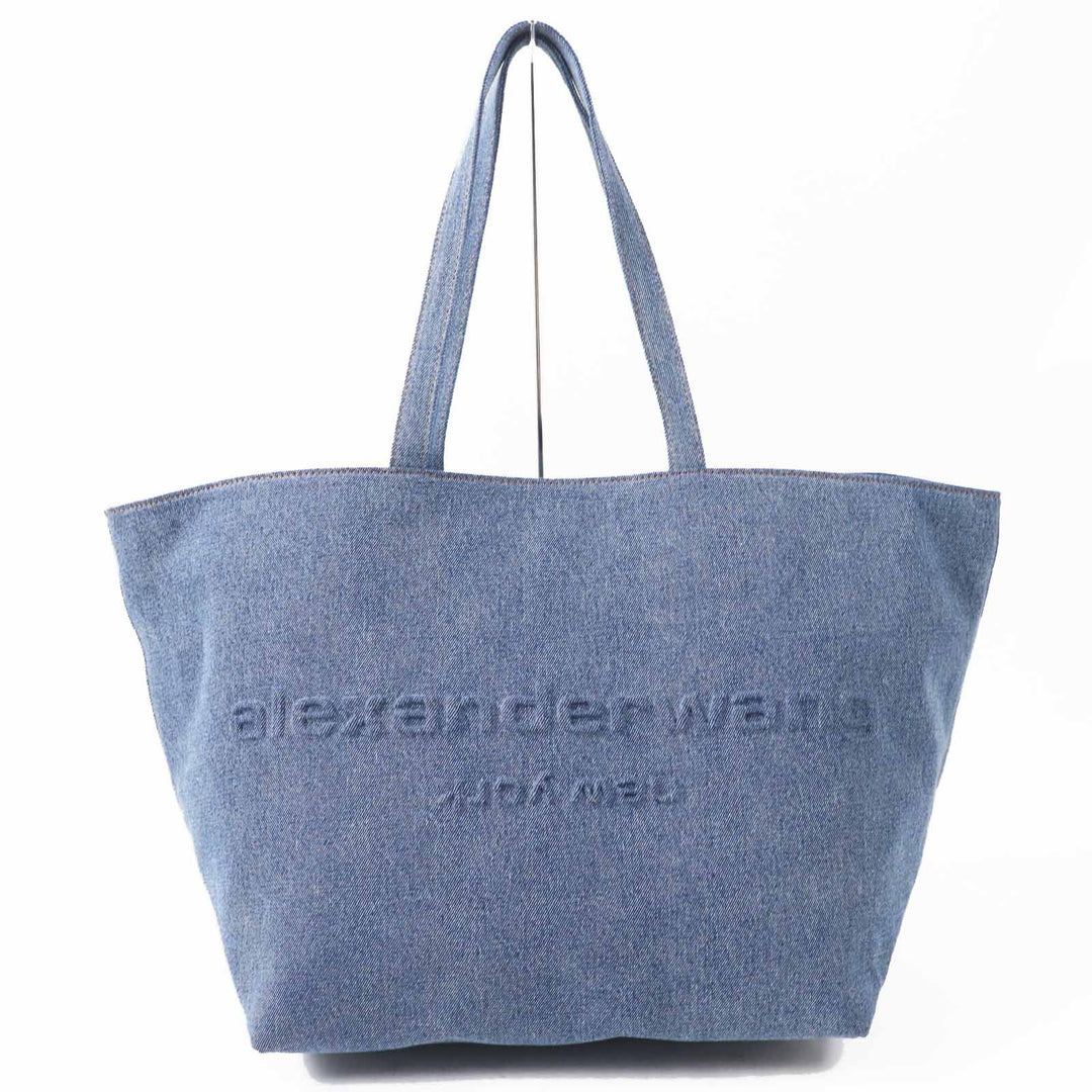 Excellent Alexander Wang Tote Bag denim Women Punch Logo Embossed Denim Tote