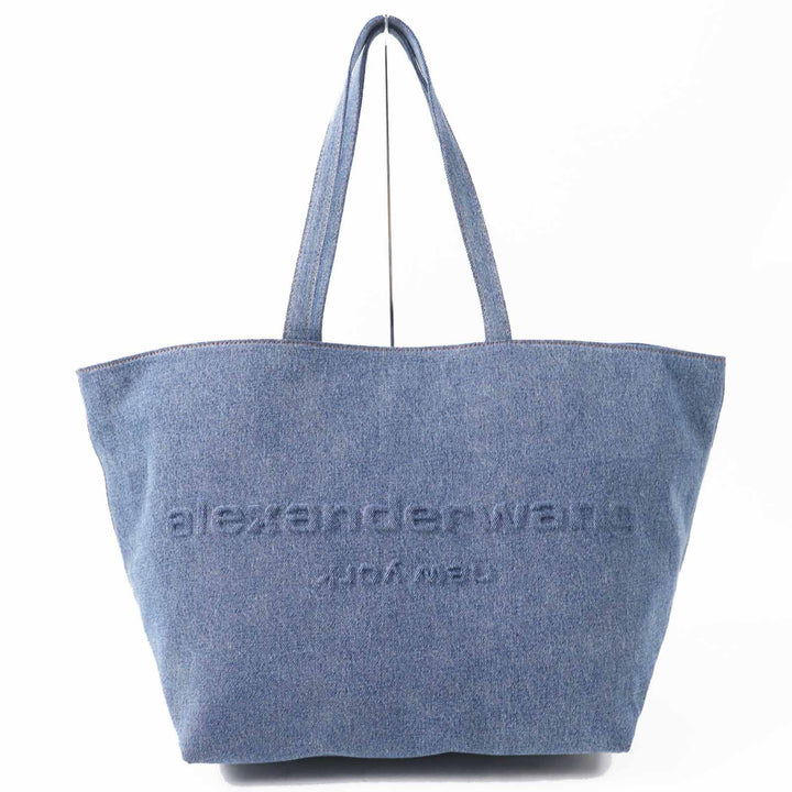 Excellent Alexander Wang Tote Bag denim Women Punch Logo Embossed Denim Tote