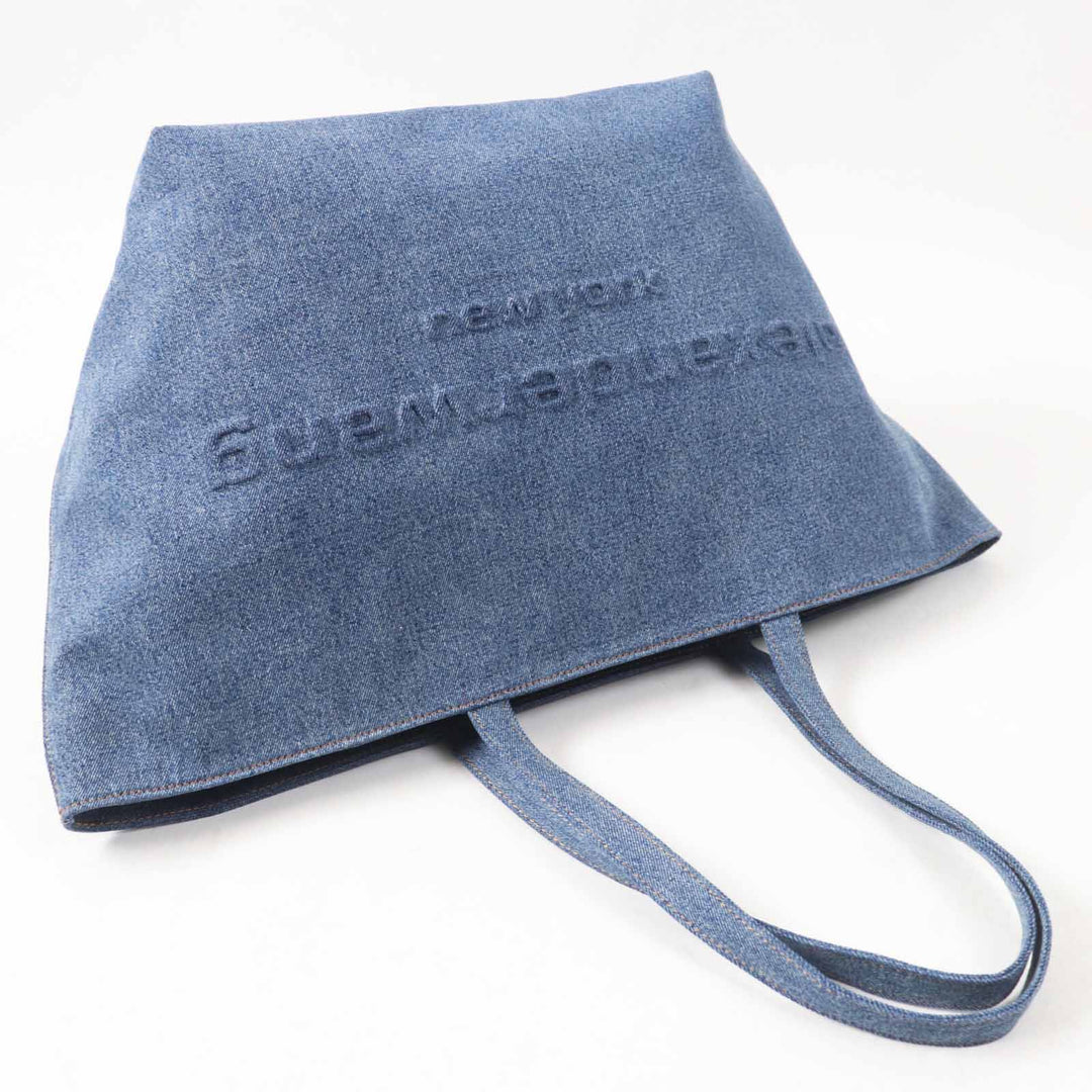 Excellent Alexander Wang Tote Bag denim Women Punch Logo Embossed Denim Tote