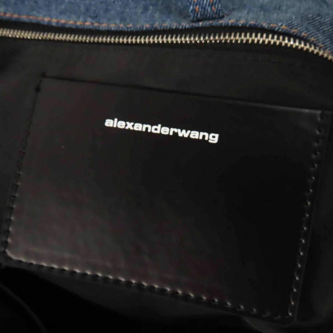 Excellent Alexander Wang Tote Bag denim Women Punch Logo Embossed Denim Tote