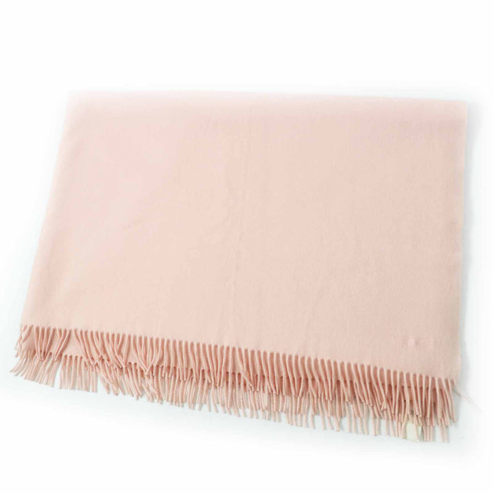 Very Good HERMES shawl Extra large with embroidered logo pink cashmere Women