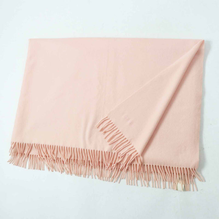 Very Good HERMES shawl Extra large with embroidered logo pink cashmere Women