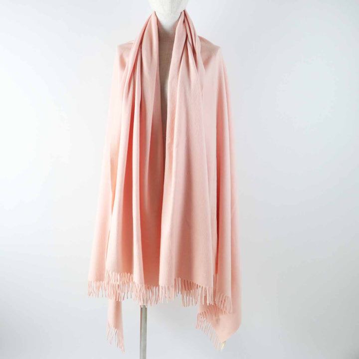 Very Good HERMES shawl Extra large with embroidered logo pink cashmere Women