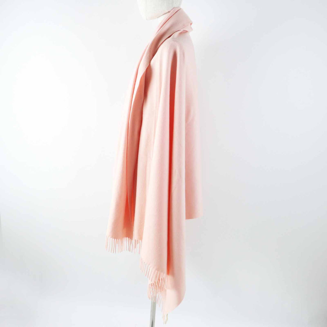 Very Good HERMES shawl Extra large with embroidered logo pink cashmere Women