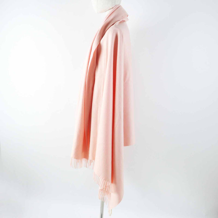 Very Good HERMES shawl Extra large with embroidered logo pink cashmere Women