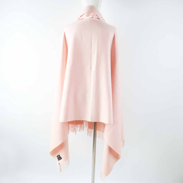 Very Good HERMES shawl Extra large with embroidered logo pink cashmere Women