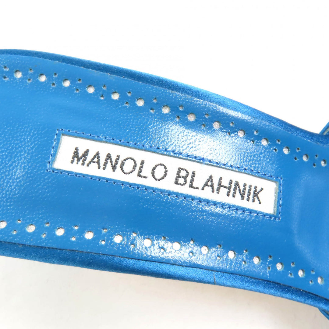 Excellent MANOLO BLAHNIK Sandals Prinap 50 Satin mules blue Satin Women 38