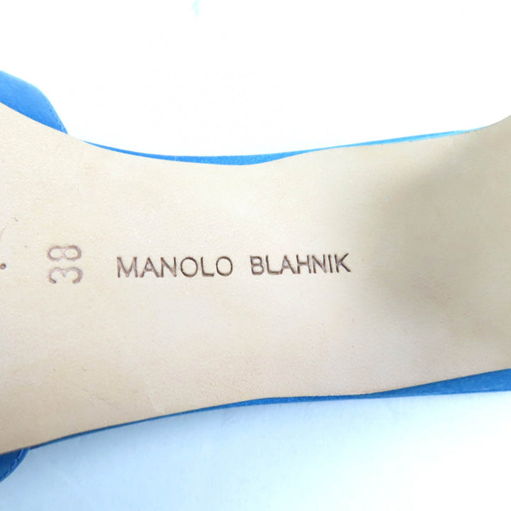 Excellent MANOLO BLAHNIK Sandals Prinap 50 Satin mules blue Satin Women 38