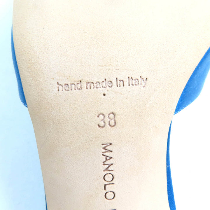 Excellent MANOLO BLAHNIK Sandals Prinap 50 Satin mules blue Satin Women 38