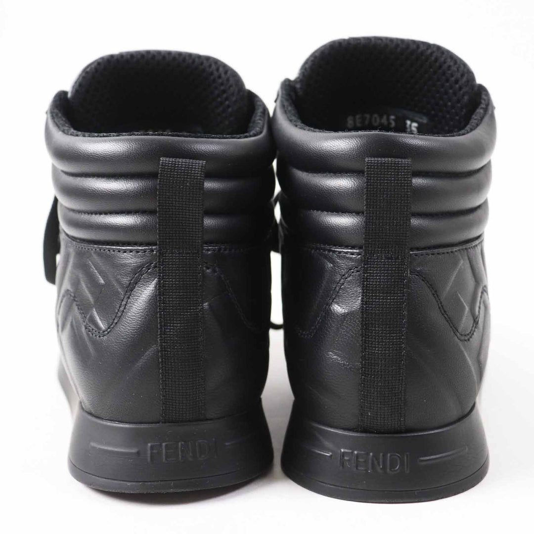 Great FENDI High cut sneakers FF logo/embossed lace-up black leather Women 35