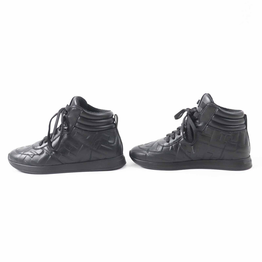 Great FENDI High cut sneakers FF logo/embossed lace-up black leather Women 35