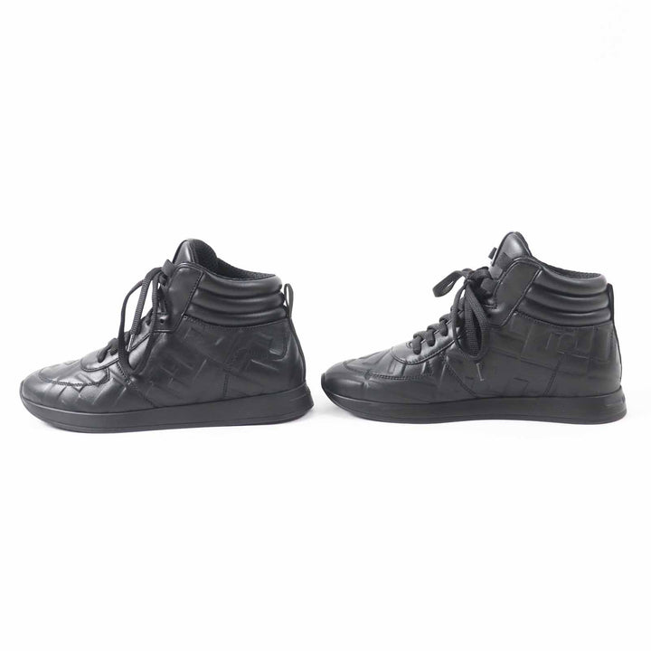 Great FENDI High cut sneakers FF logo/embossed lace-up black leather Women 35
