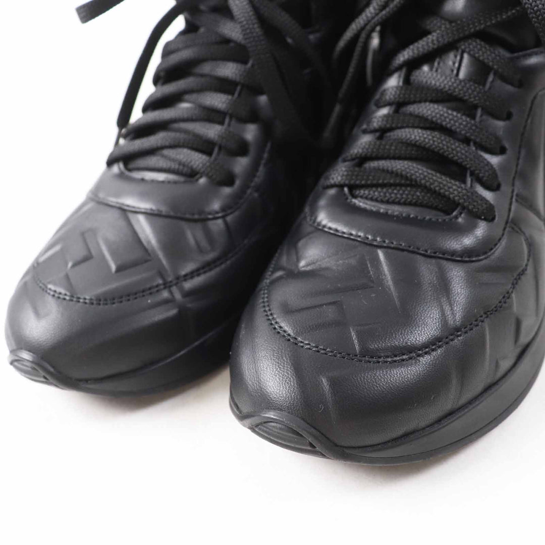 Great FENDI High cut sneakers FF logo/embossed lace-up black leather Women 35