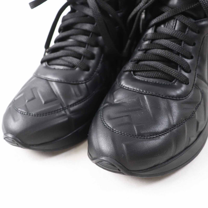Great FENDI High cut sneakers FF logo/embossed lace-up black leather Women 35