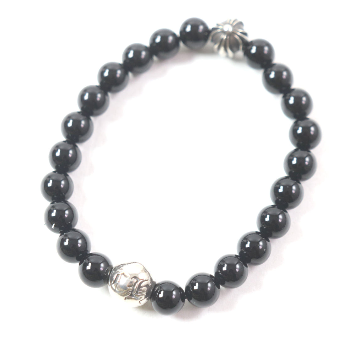 Great CHROME HEARTS bracelet BEAD CHP lats Black Silver onyx mens
