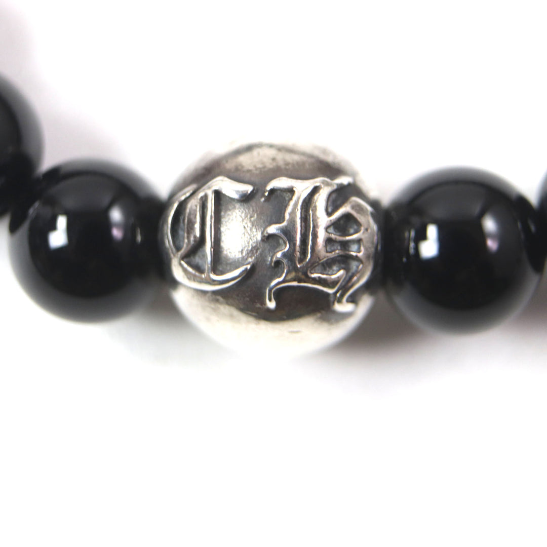 Great CHROME HEARTS bracelet BEAD CHP lats Black Silver onyx mens