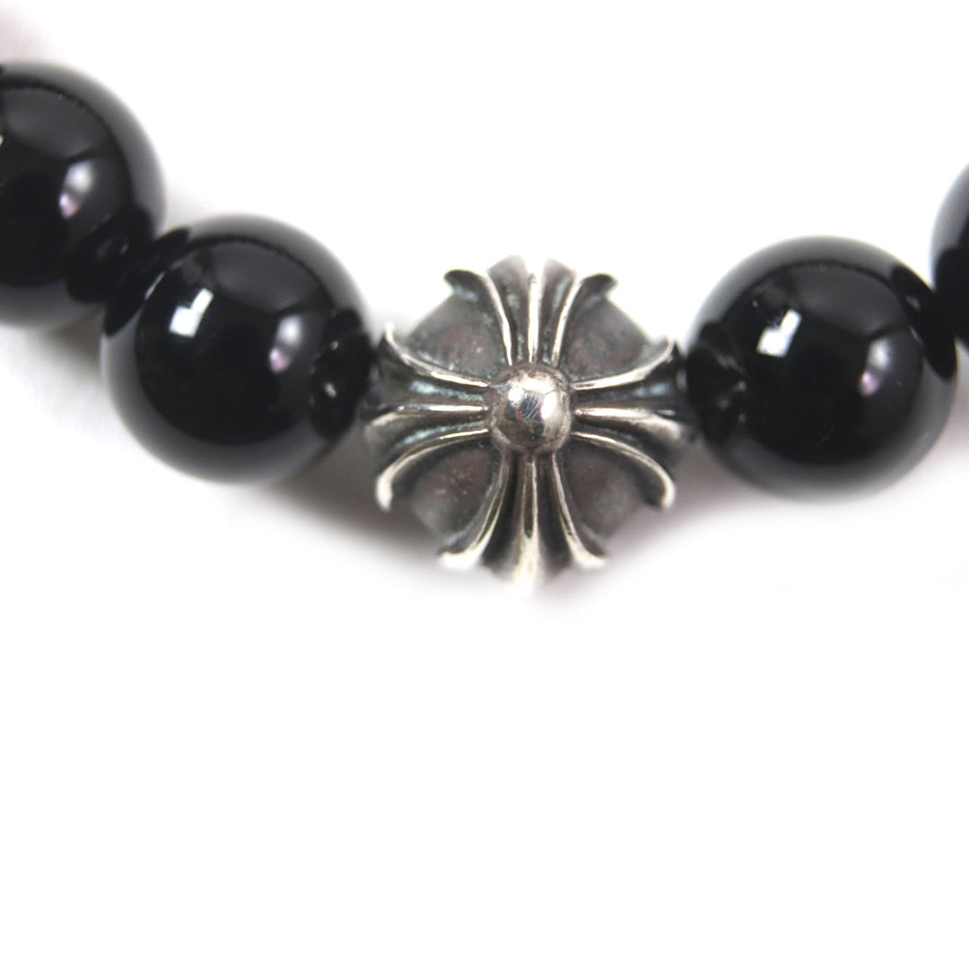 Great CHROME HEARTS bracelet BEAD CHP lats Black Silver onyx mens