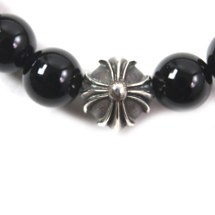 Great CHROME HEARTS bracelet BEAD CHP lats Black Silver onyx mens