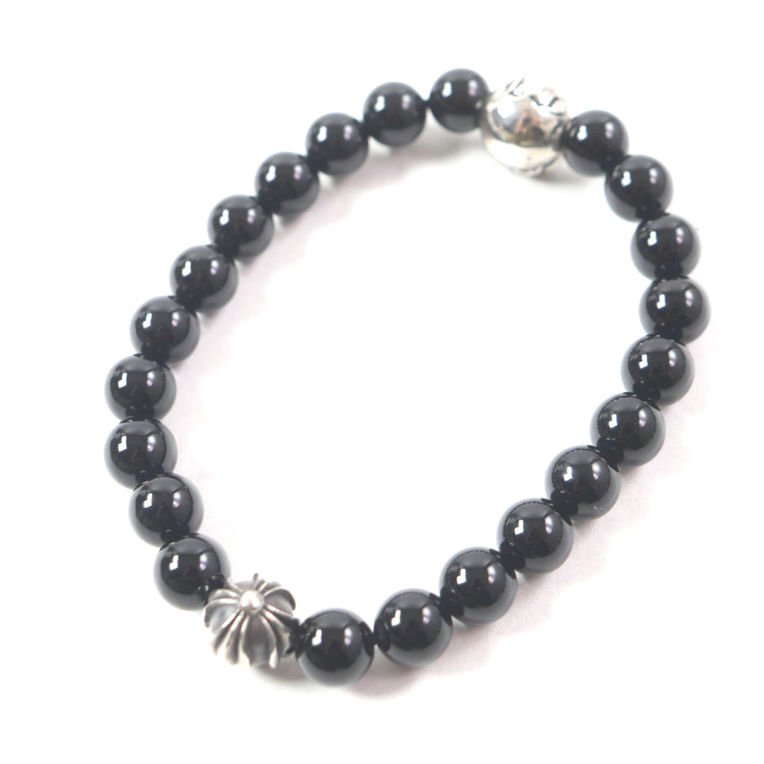 Great CHROME HEARTS bracelet BEAD CHP lats Black Silver onyx mens